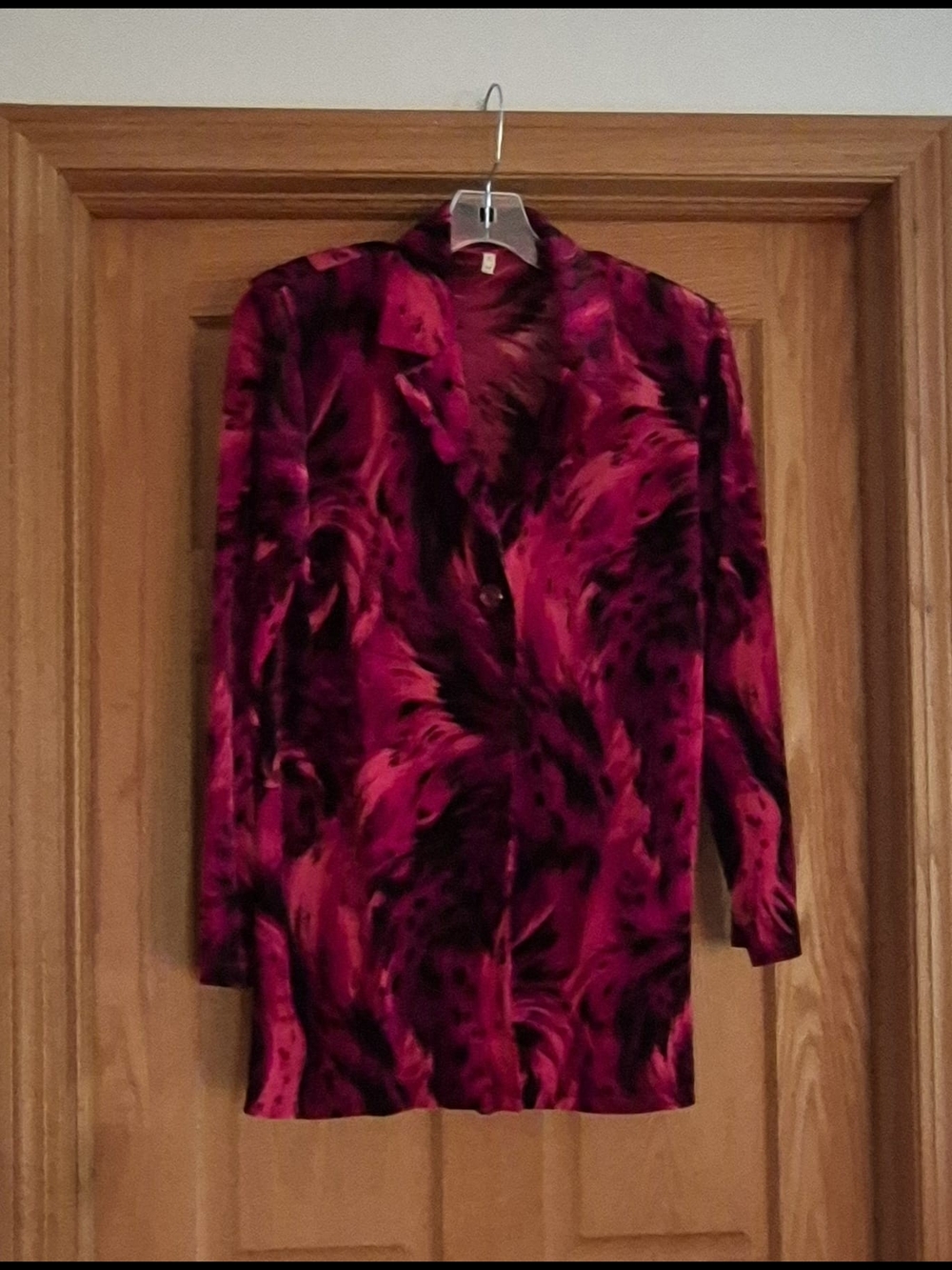 Bold Pink and Black Abstract Button-Up Blazer